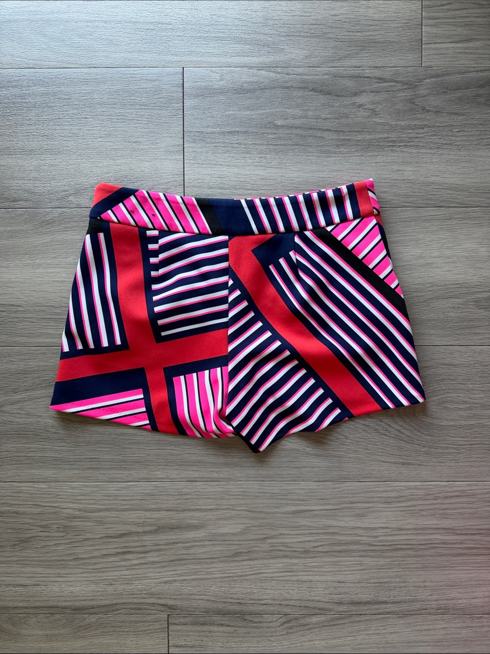Striped High-Rise Women’s Shorts in Pink, Red & Navy
